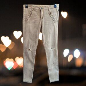 Kut From The Kloth Fab Ab Mia Toothpick Skinny Jeans Beige Distressed Women Sz 6